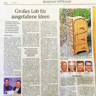 Auszeichnung mit Design- und Erfrinderpreis in der Frankenpost