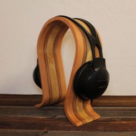 Kopfhörerständer aus Roninie, Multiplex und Birnenholz